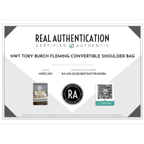 AUTH. NWT Tory Burch Fleming Convertible Shoulder Bag & Kira Pearl Drop Earrings - Picture 2 of 12